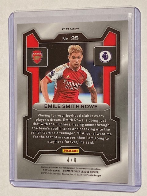 2023-24 Panini Prizm EPL Blue Shimmer Base Emile Smith Rowe エミール・スミス=ロウ /8の画像2