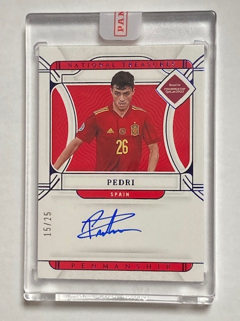 2022 Panini National Treasures Penmanship Signatures Pedri ペドリ /25 直書きサインカードの画像1