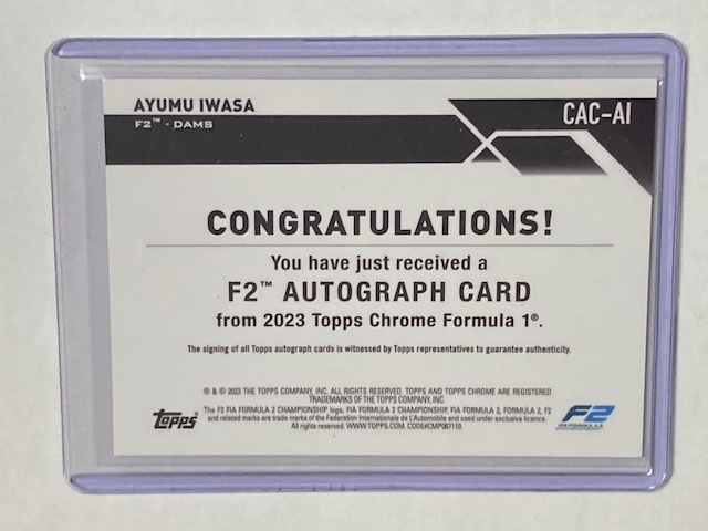 2023 Topps Chrome Formula 1 Autograph Ayumu Iwasa /99 岩佐歩夢 直筆サインカード_画像2