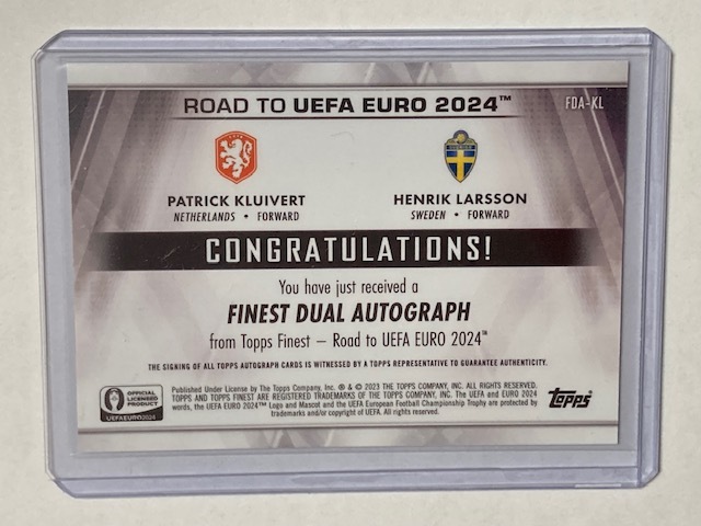2024 Topps Euro Finest Autograph Dual Autograph Patrick Kluivert/Henrik Larsson クライファート/ラーション デュアル直筆サインカードの画像2