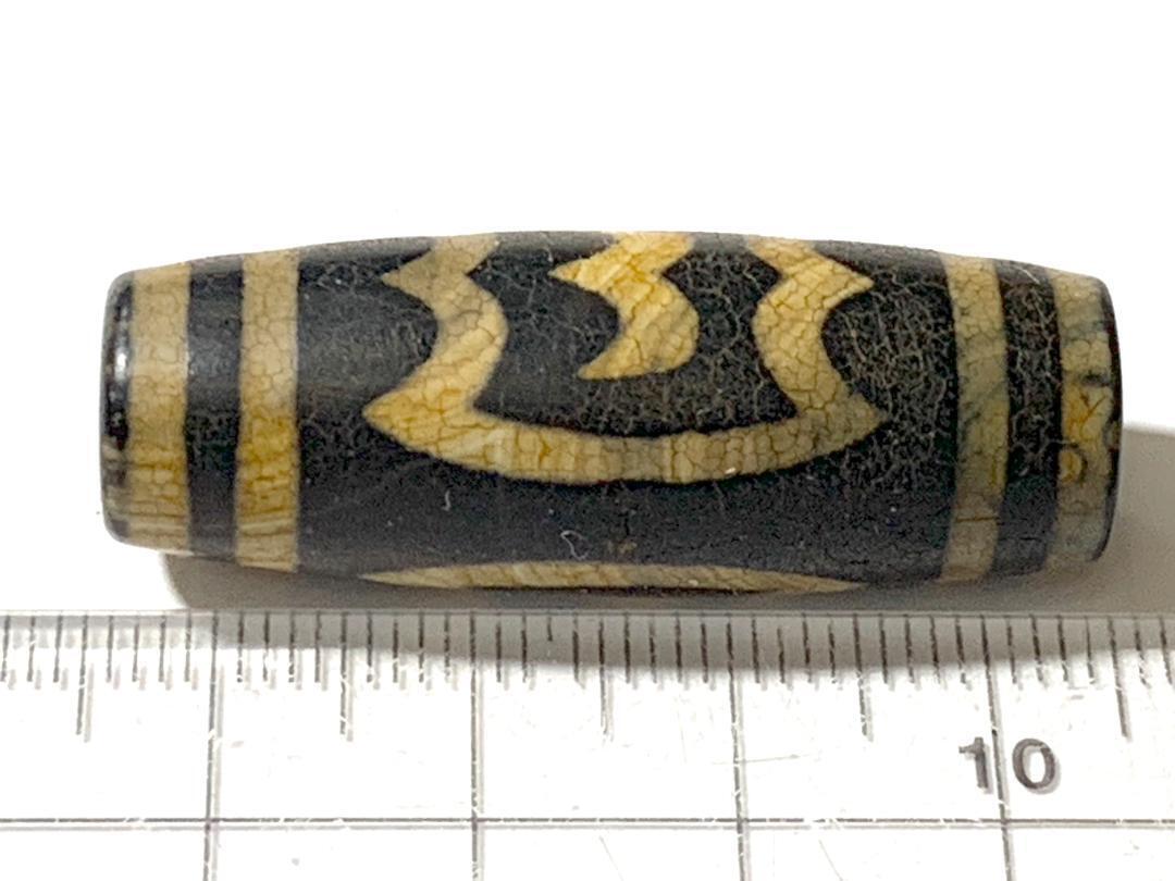 【天珠】1085　西蔵古法制作天然老瑪瑙風貨紋大鳥天珠_画像3