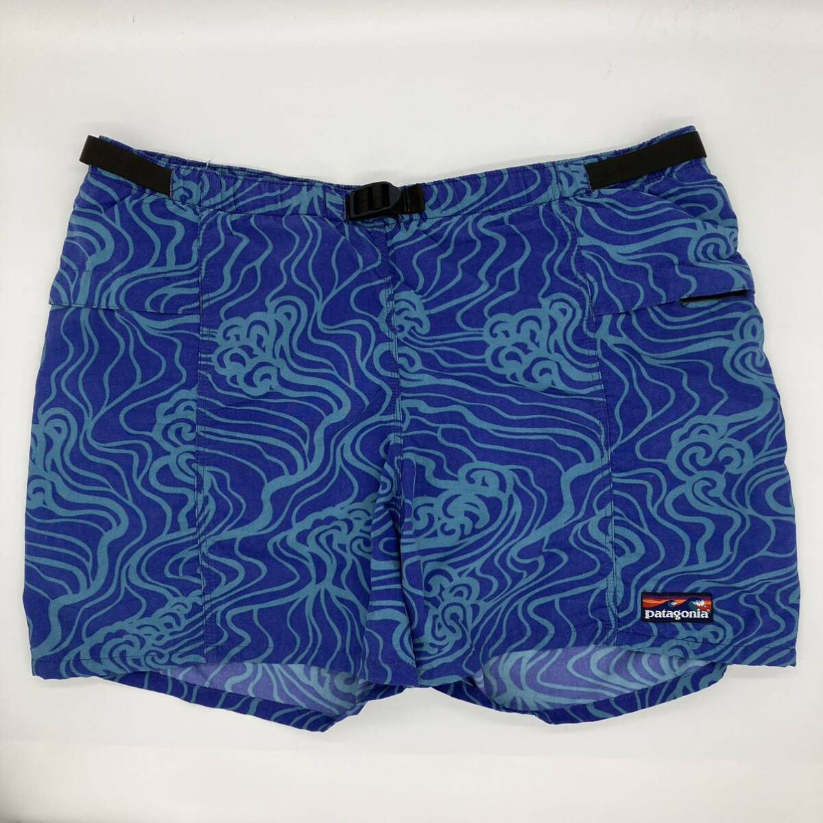 【M】 レア 93's Patagonia Swim River Shorts Wave Blue 93年製 パタゴニア スイム リバー ショーツ 波柄 青 ジャマイカ製 F566_画像1