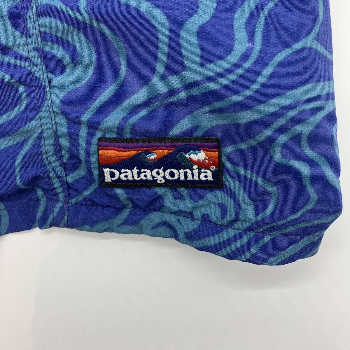 【M】 レア 93's Patagonia Swim River Shorts Wave Blue 93年製 パタゴニア スイム リバー ショーツ 波柄 青 ジャマイカ製 F566_画像8