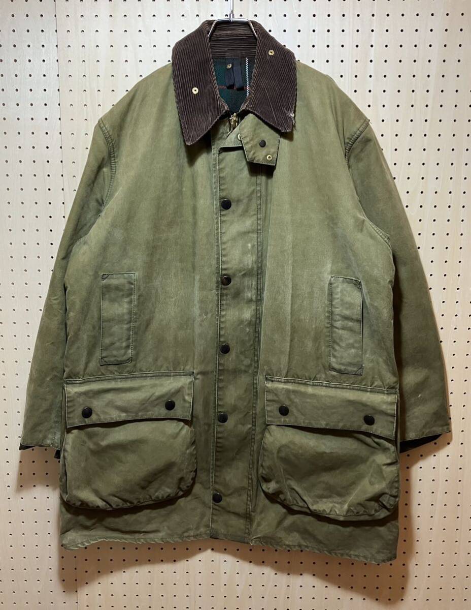 【40】90's Vintage Barbour Northumbria Oiled Jacket 90年代 ビンテージ バブアー ノーザンブリア オイルド ジャケット 3ワラント F568_画像1