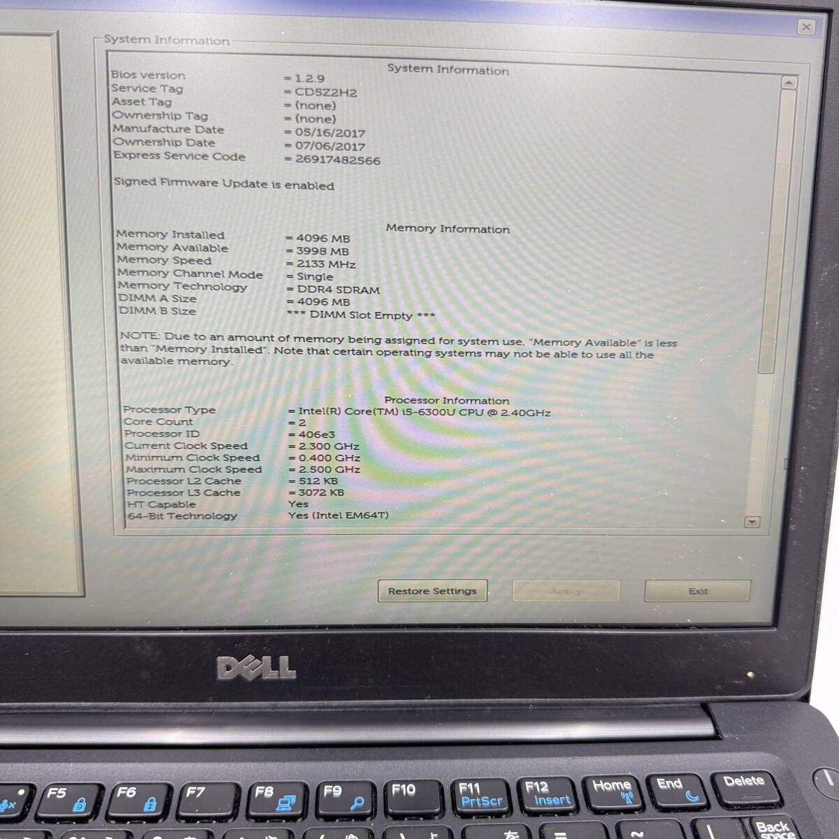 DELL ノートパソコン E7280 CPU:i5-6300U ジャンクZ1589の画像3