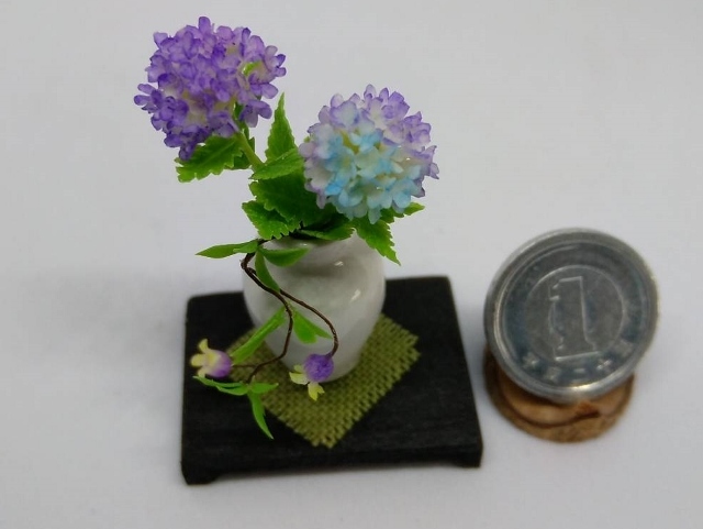 maco's miniature flower♪紫陽花・クレマチスの生け花♪の画像2
