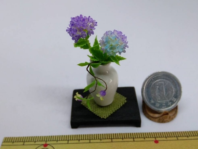 maco's miniature flower♪紫陽花・クレマチスの生け花♪の画像3