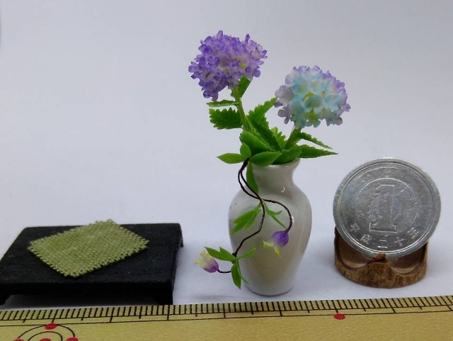 maco's miniature flower♪紫陽花・クレマチスの生け花♪の画像4