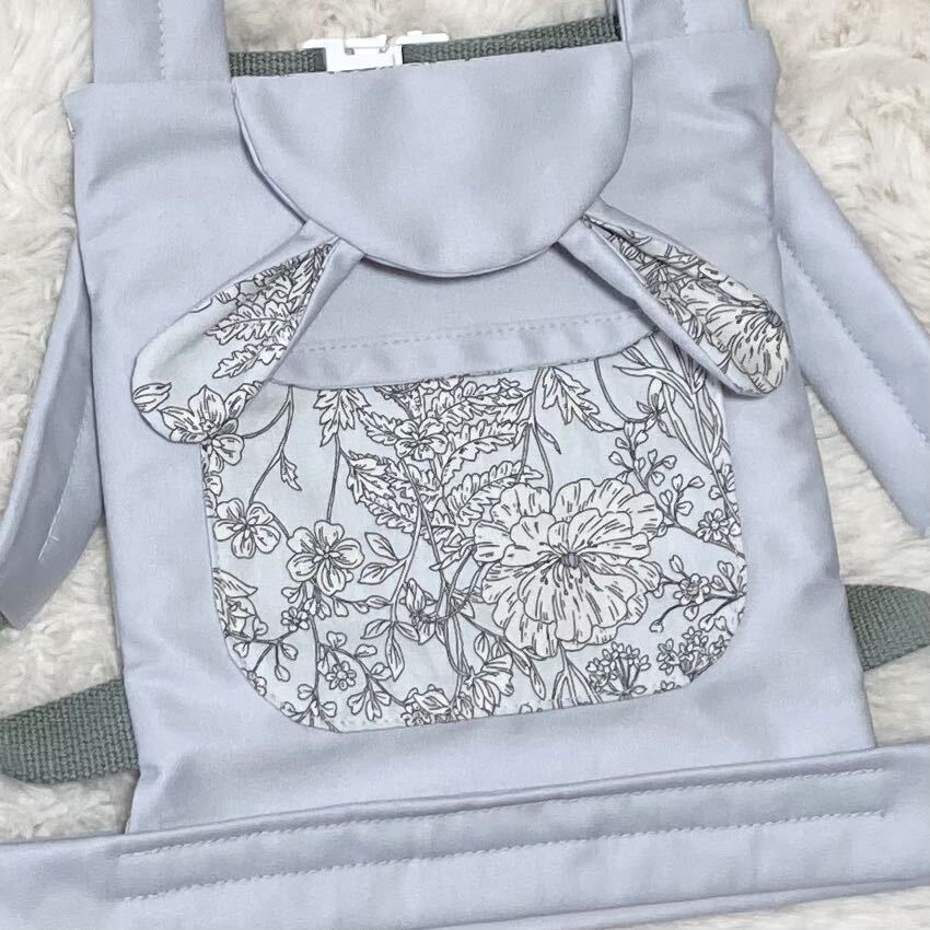  monochrome floral print × gray .. ear L go baby manner ... string back position baby carrier meru Chan reminso Randall carrier hand made 