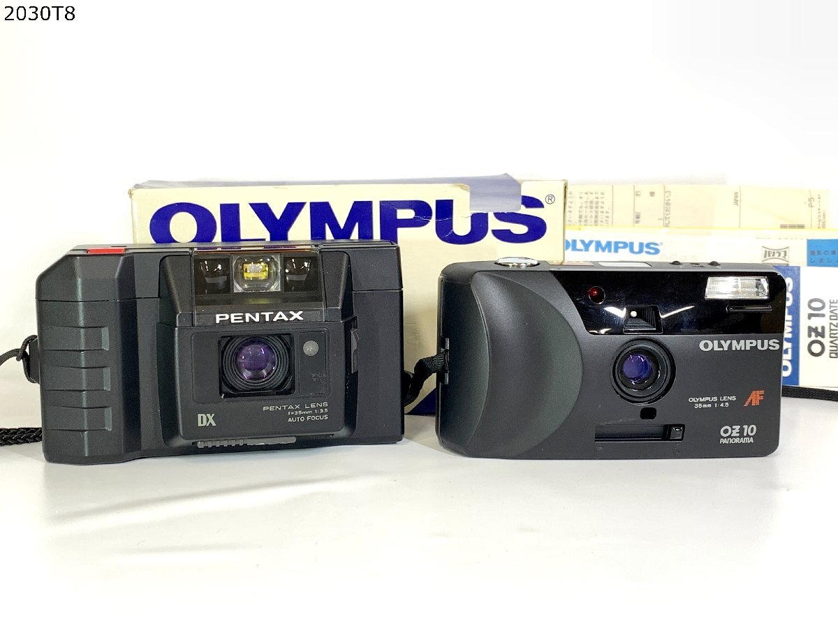 ★OLYMPUS OZ10 箱 説明書 ケース / PENTAX PC-333 DATE コンパクト フィルムカメラ 2台 おまとめ 2030T8-13の画像1