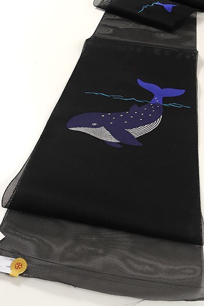 【和遊館】ONH612 夏帯！仕立付！西陣『織紫苑』九寸名古屋帯 クジラの画像2