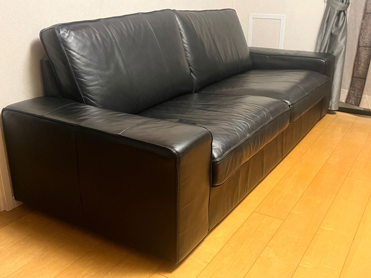 IKEA KIVIK 3 person black leather sofa イケアシーヴィク3人 IKEA KIVIK 3 person black leather sofa イケアシーヴィク3人