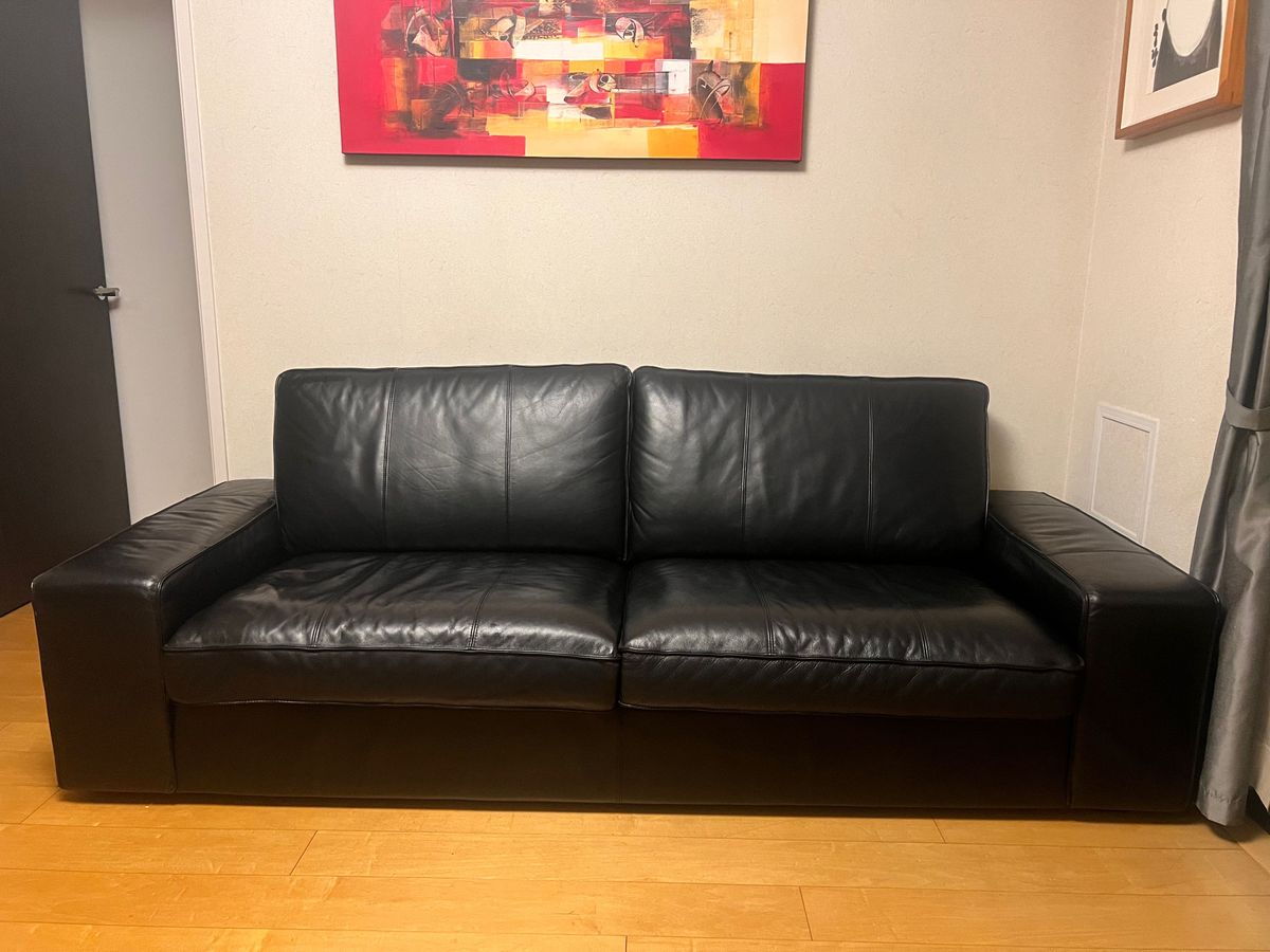 IKEA KIVIK 3 person black leather sofa イケアシーヴィク3人 IKEA KIVIK 3 person black leather sofa イケアシーヴィク3人
