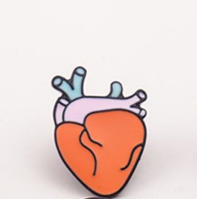 【 心臓ピンバッジ 】外科手術ピンHeart臓器ブローチ移植バッジpin医者ハート病院 血液を送るポンプ ピンク オレンジ_画像4