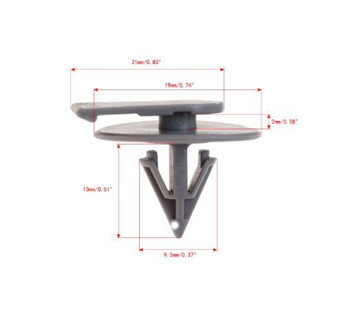 [10個 リベット (主にBMWミニクーパーmini)]クリップ鋲ホイール アーチ釘ピン車トリム止め具ファスナー内装ドア留め具フェンダーQ6バンパー_かなり「およそ」の寸法です。