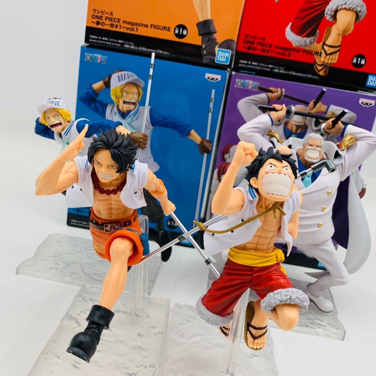 難あり中古品 ワンピース ONE PIECE magazine FIGURE 夢の一枚 #1 ルフィ エース サボ ガープ 4種セット_画像1