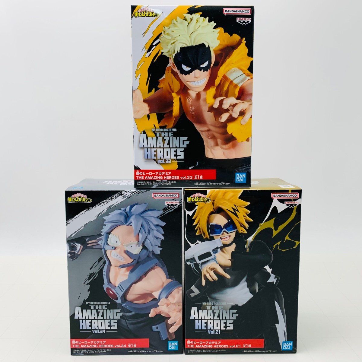 新品未開封 THE AMAZING HEROES vol.21 vol.33 vol.34 僕のヒーローアカデミア 上鳴電気 ファットガム 鉄哲徹鐵 3種セットの画像1