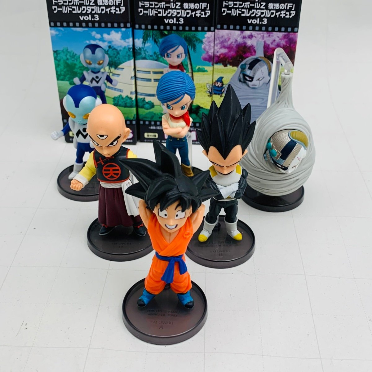 中古品 ドラゴンボールZ 復活のF ワールドコレクタブルフィギュア vol.3 孫悟空 ベジータ 天津飯 ジャコ ブルマ メカフリーザ 6種セットの画像1