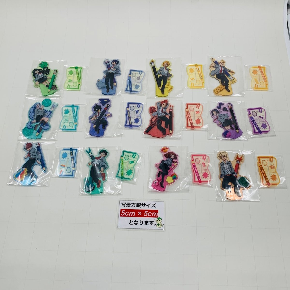 新古品 僕のヒーローアカデミア ヒロアカ アクリルスタンド コレクション BASE GREEN BLUE YELLOW RED BOX 2種セットの画像3