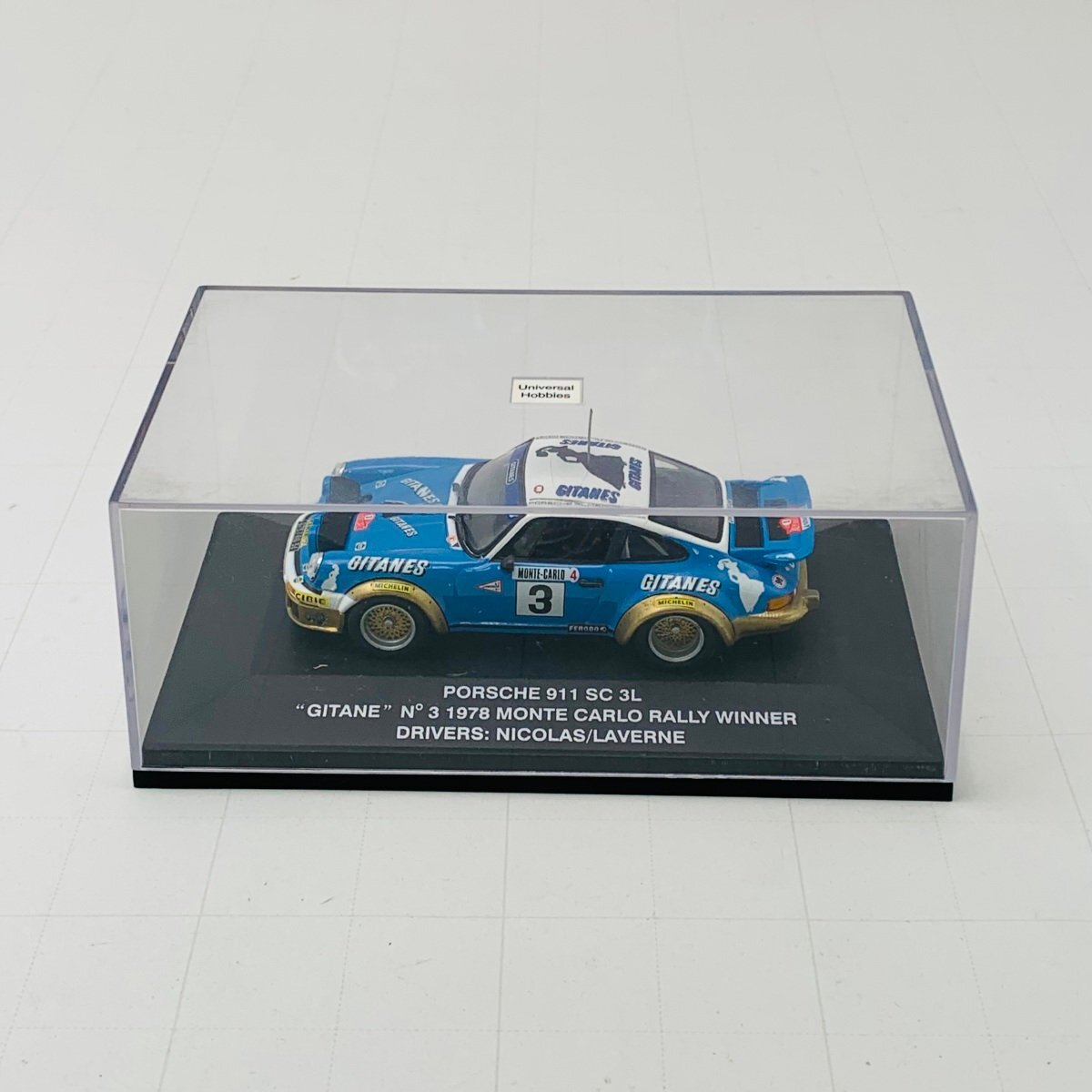 中古品 ユニバーサルホビー UNIVERSAL HOBBIES 1/43 PORSCHE 911 SC 3L GITANE N°3 1978 MONTE CARLO RALLY WINNERの画像1