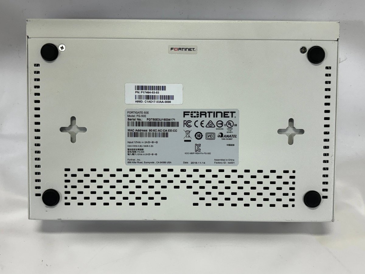 【中古】Fortinet Fortigate 50E 工場出荷初期化済み（492) ライセンス・サポート期限切れ ファームv5.4.3の画像5