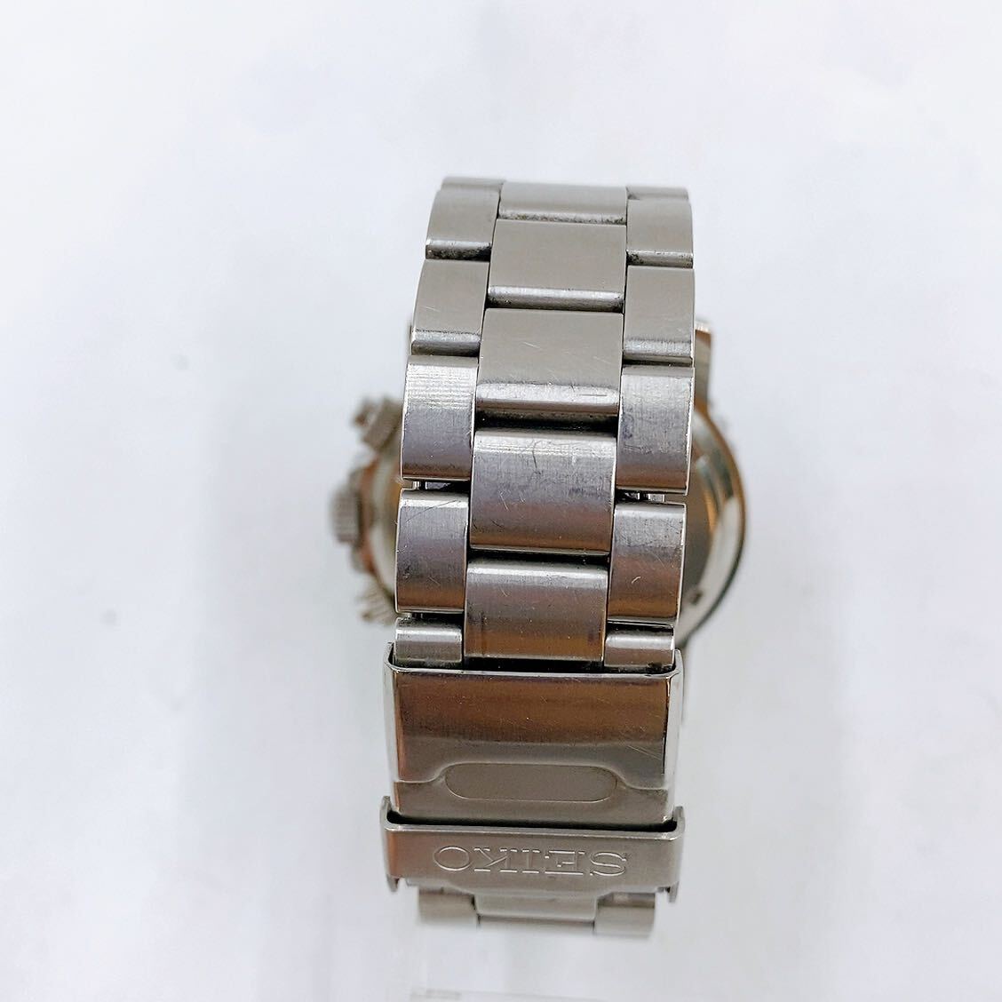 4AA011 SEIKO セイコー 腕時計 7T62-0CV0 ブラック文字盤 クロノグラフ 100M 3針 デイト メンズ クォーツ QZ ベルトジャンク 中古 現状品の画像6