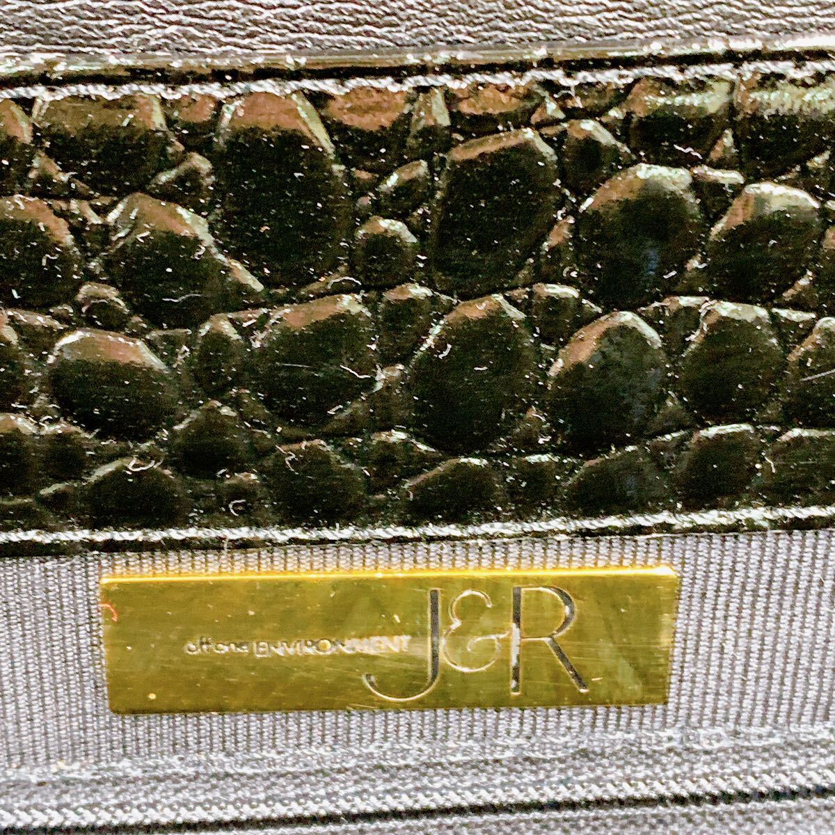 4AD116 【未使用】J&R ハンドバッグ クロコダイル 本革 タグ付き 黒 現状品