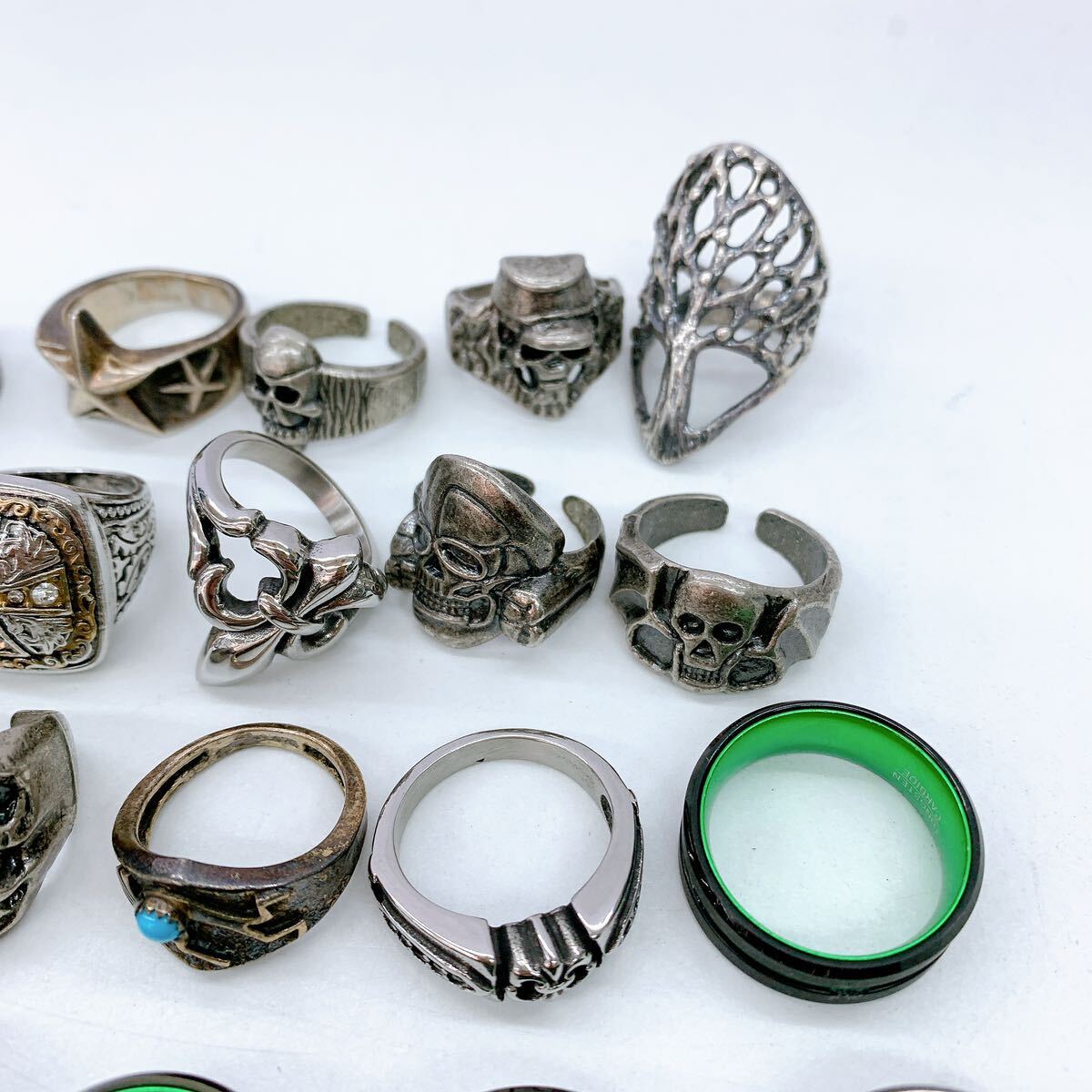 4AA101 1円〜 メンズリングまとめ 指輪 silver sv925 sv 刻印あり 大量 デザインリング 金メッキ 現状品