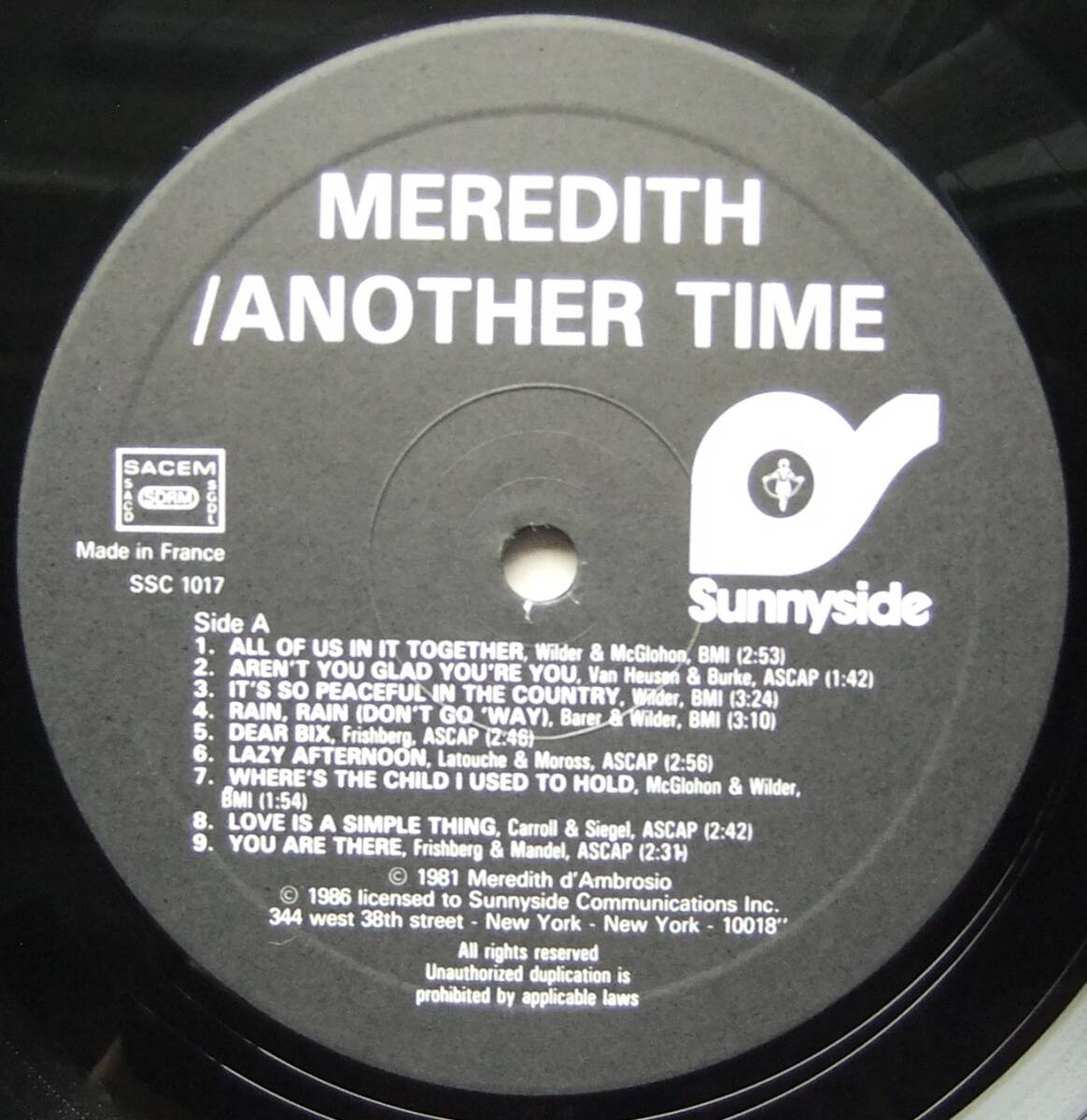 ◆ MEREDITH D'AMBROSIO / Another Time ◆ SunnysideSSC-1017 ◆の画像3