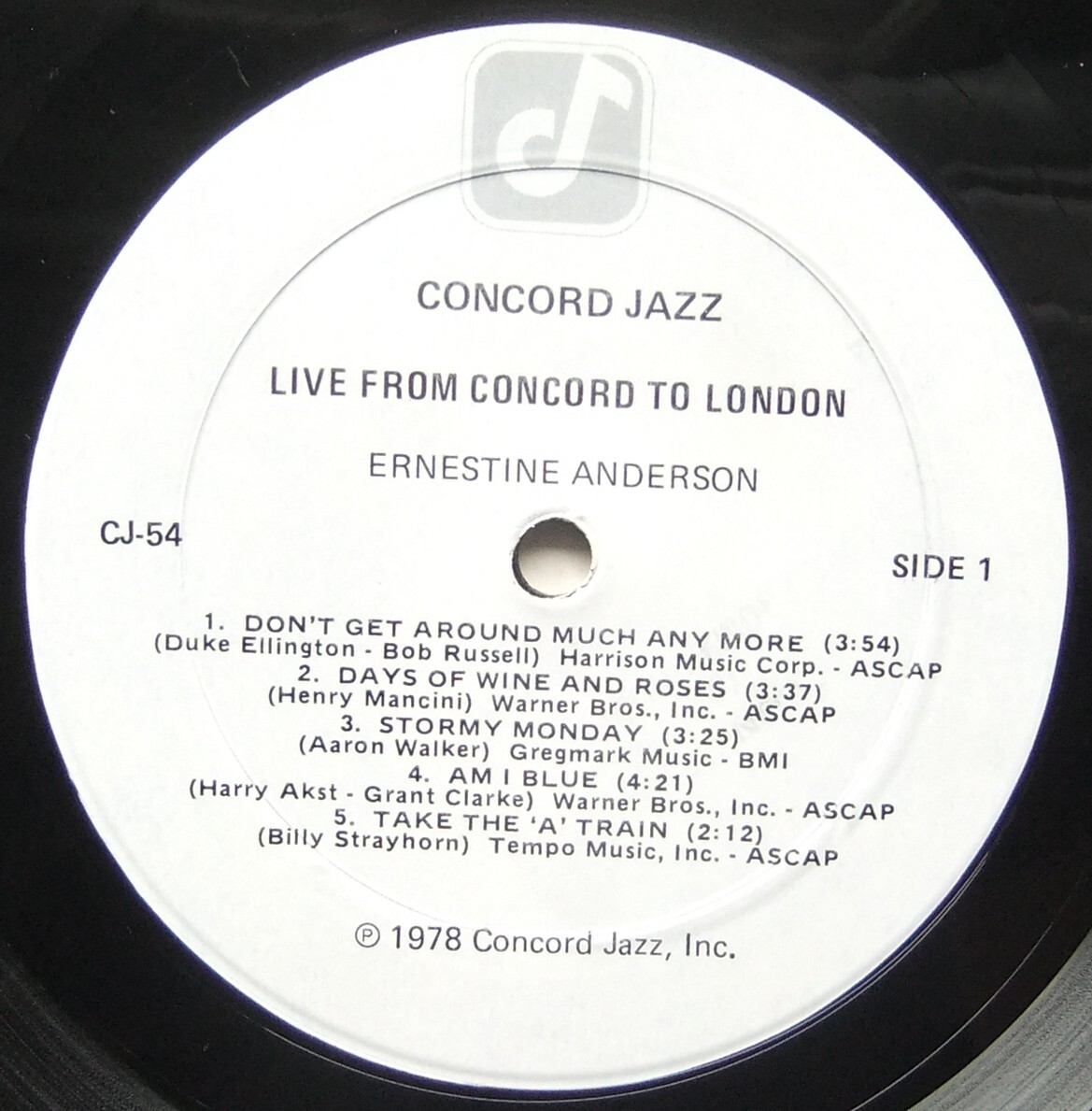 ◆ ERNESTINE ANDERSON / Live From Concord To London ◆ Concord Jazz CJ-54 ◆_画像3