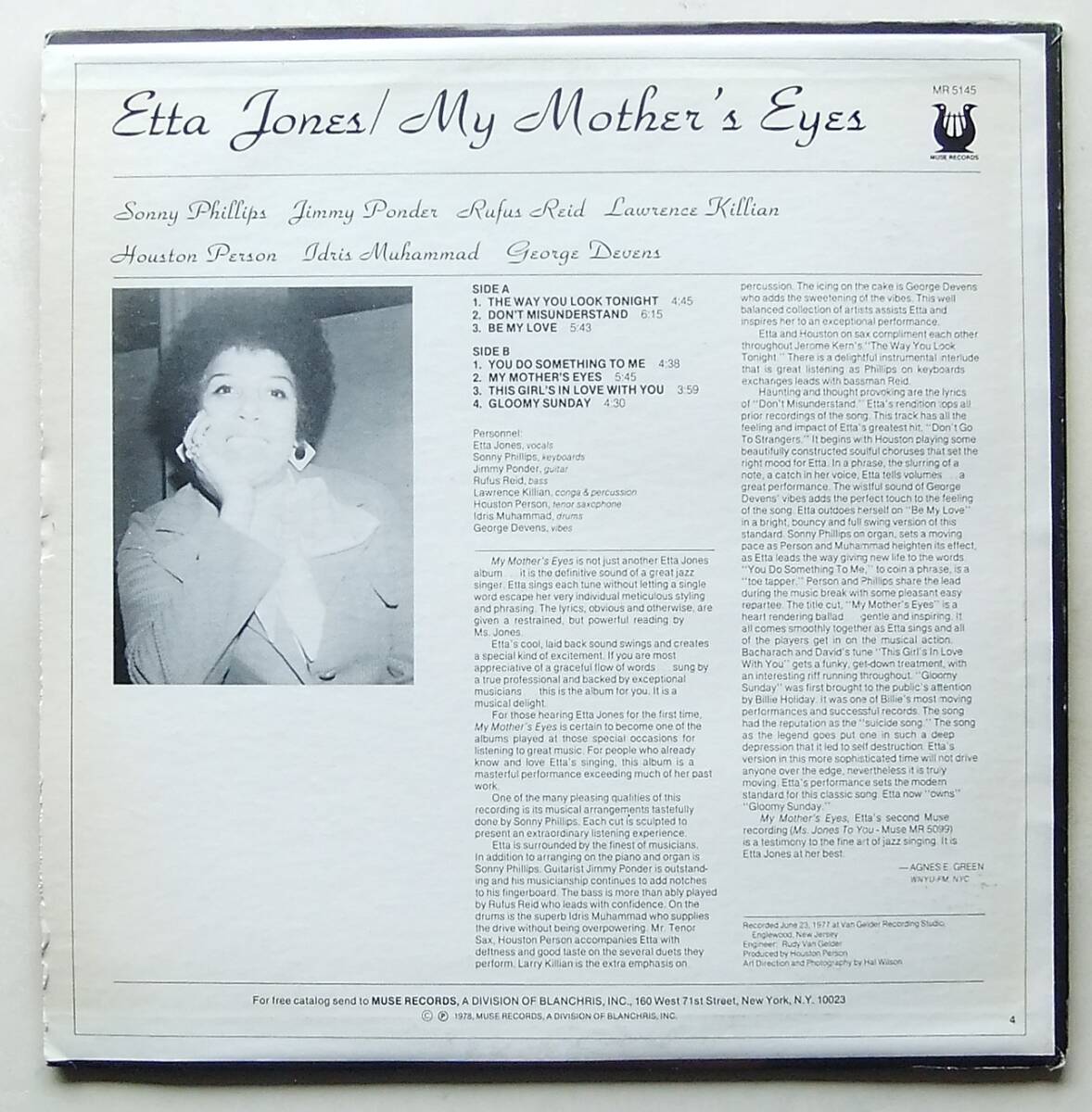 ◆ ETTA JONES / My Mother's Eyes ◆ Muse MR 5145 (VAN GELDER) ◆ V_画像2