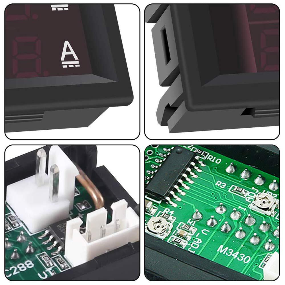 DiyStudio 3個 DC 4.5～30V駆動0.28"デジタル電圧計電流計LEDパネル取付け型、DC 100V 10A測定、_画像8