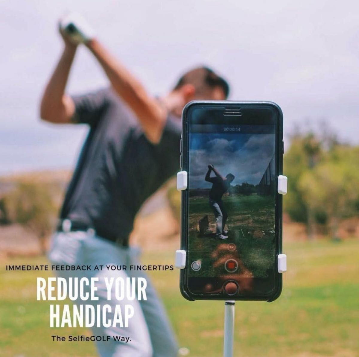 ゴルフ　携帯電話ホルダー　スイング　練習　固定　持ち運び　スマホ　携帯　美スイング　動画　撮影　写真　ホルダー　スティック