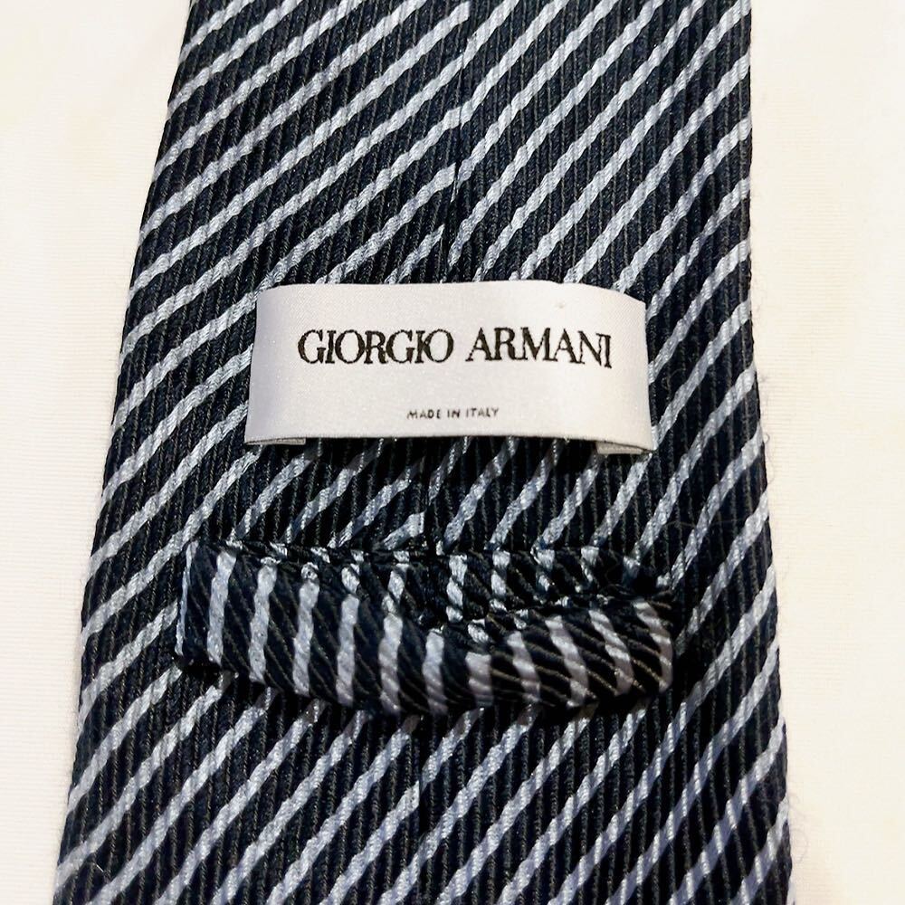 Giorgio Armani★ブラック★レジメンタル★イタリア★ネクタイ★9.5ブランドネクタイ _画像8