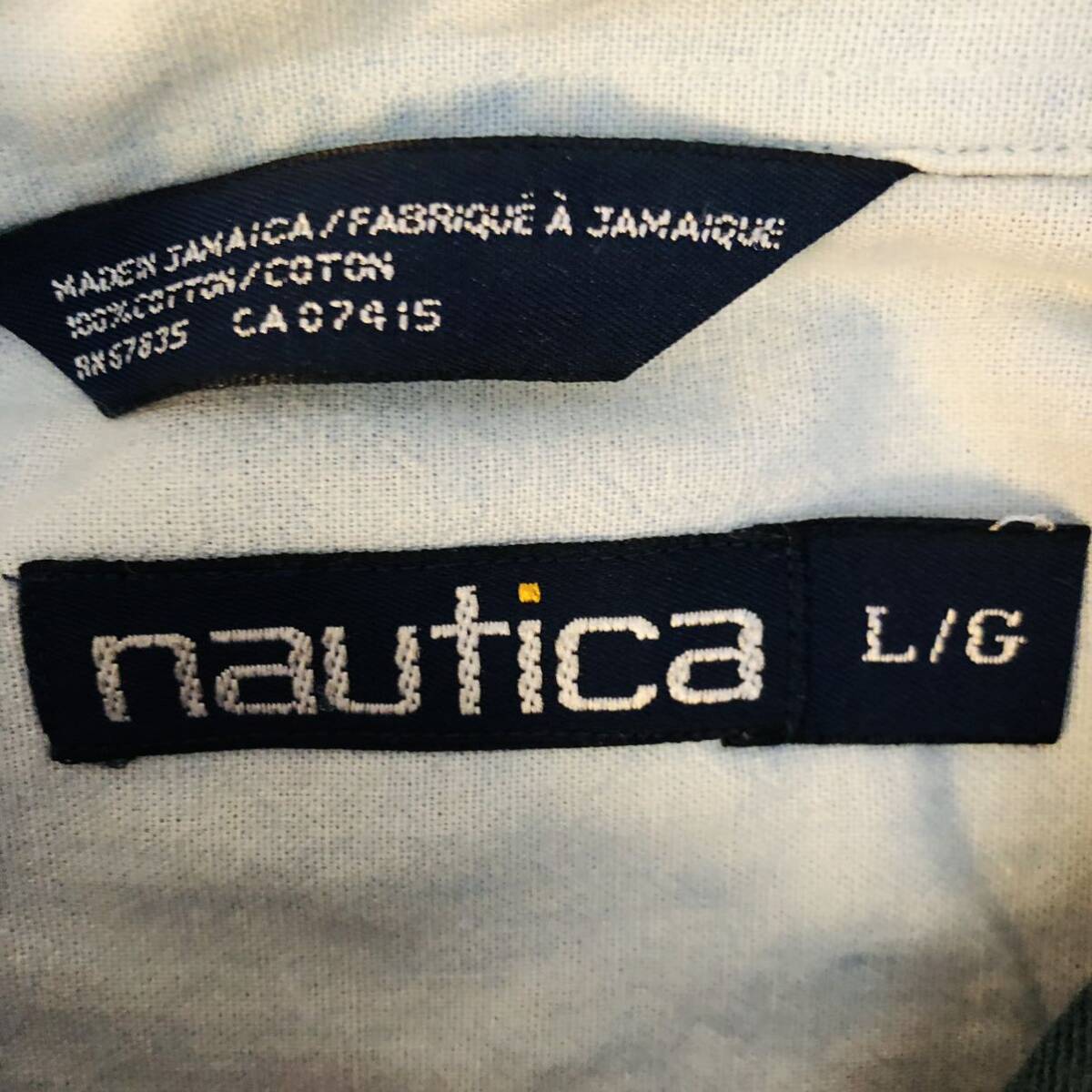 ノーティカ　NAUTICA L ツイルコットン　ボタンダウンシャツ　グレーグリーン