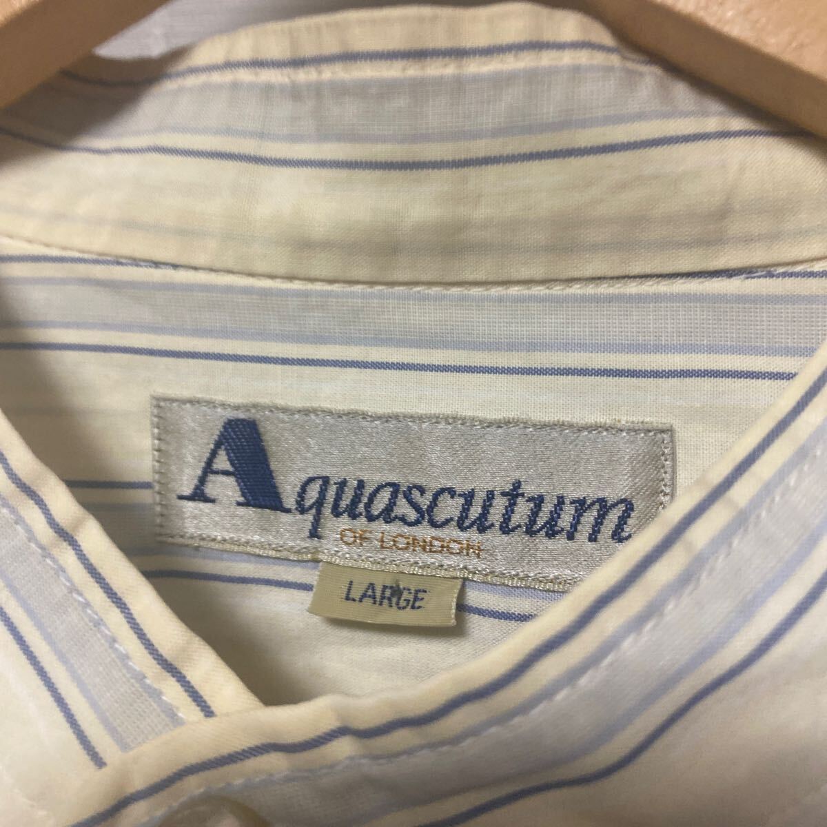 Aquascutum アクアスキュータム　スタンドカラーストライプシャツ　Lサイズ_画像2