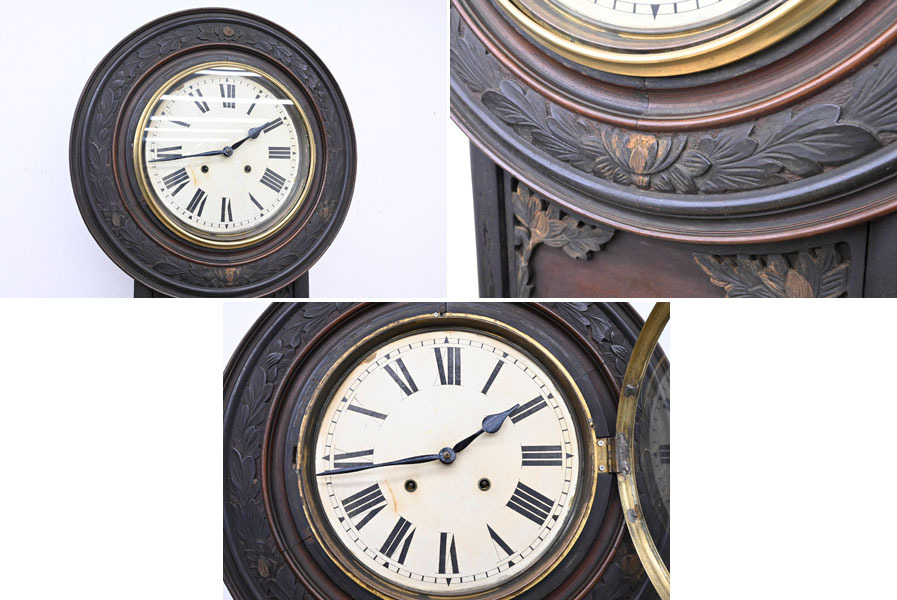 P233 大型 特大 アンティーク 昭和レトロ ゼンマイ式 壁掛け 掛時計 柱時計 木製 大時計 アナログ 機械式_画像3