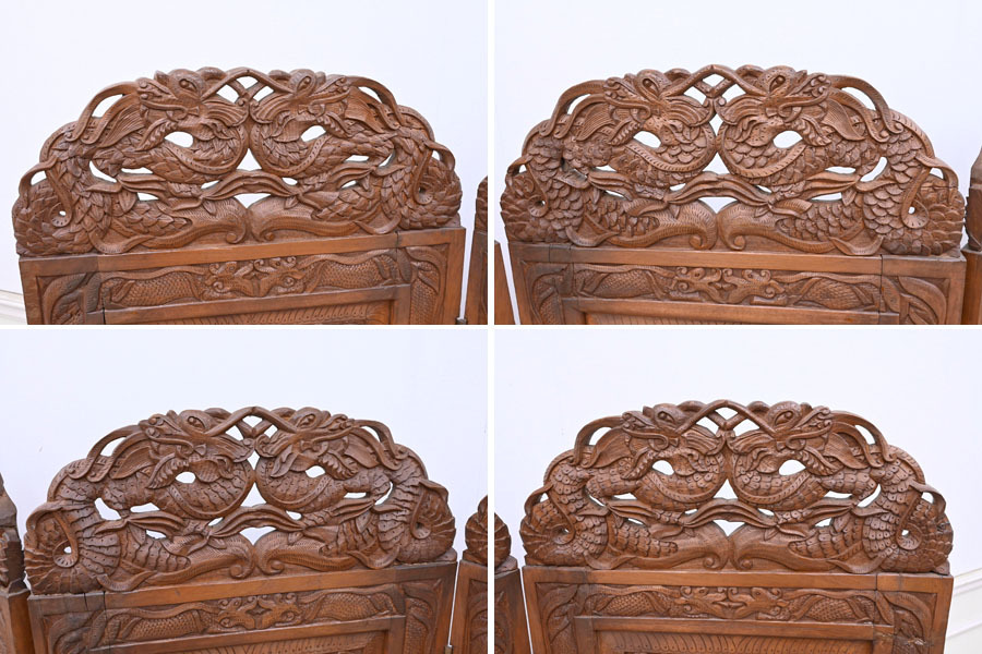 KP07 China fine art old fine art era dragon carving ... carving sculpture tree carving partitioning screen folding folding screen bulkhead . dragon carving 
