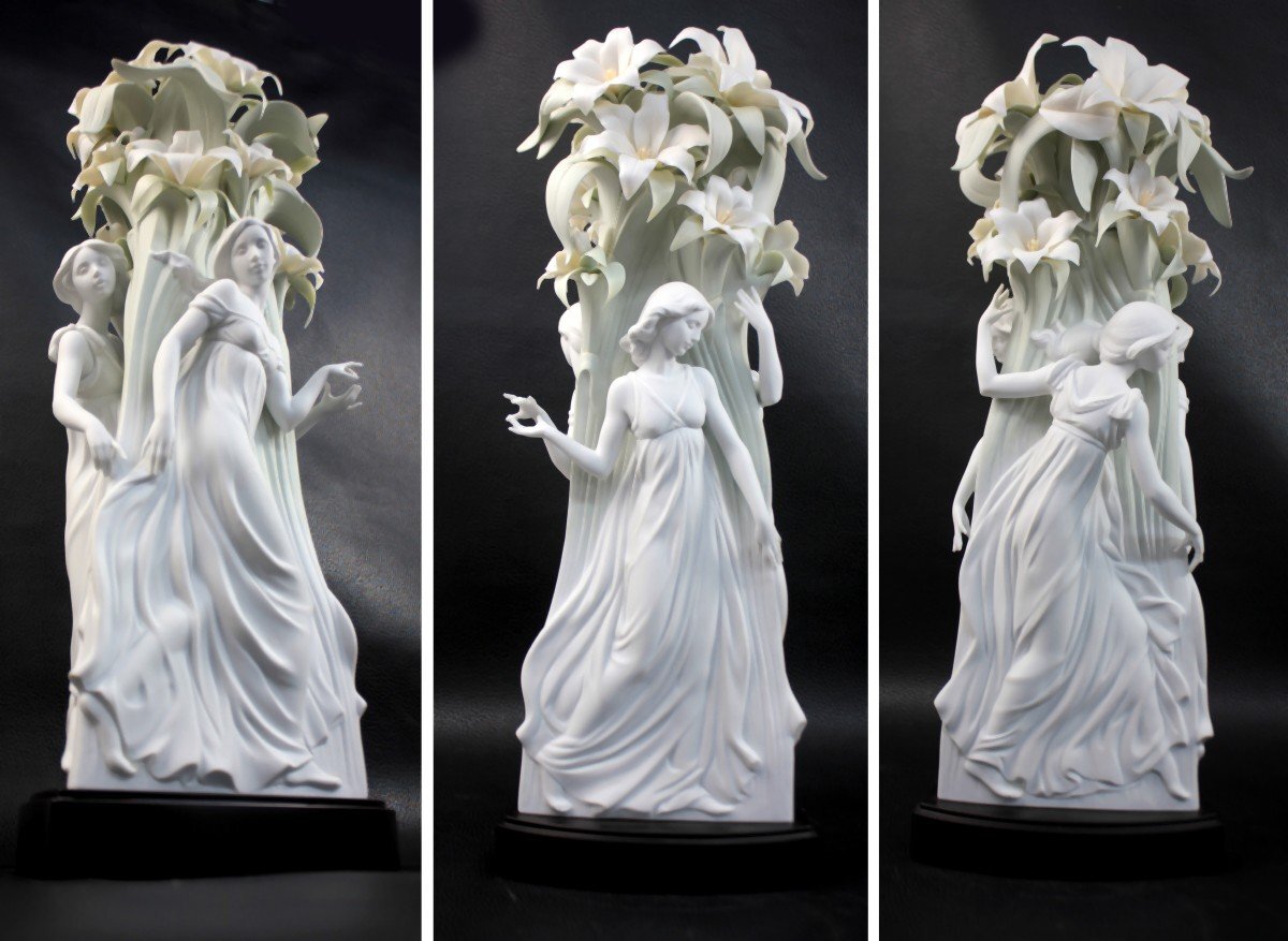 豪華ラッピング無料 LLADRO 3人女性花 リヤドロフィギュリンニンフの戯れ全高550mm リヤドロ