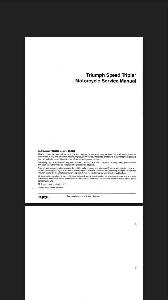  Triumph TRIUMPH Spped Triple (2005-2007) руководство по обслуживанию Speed Triple 