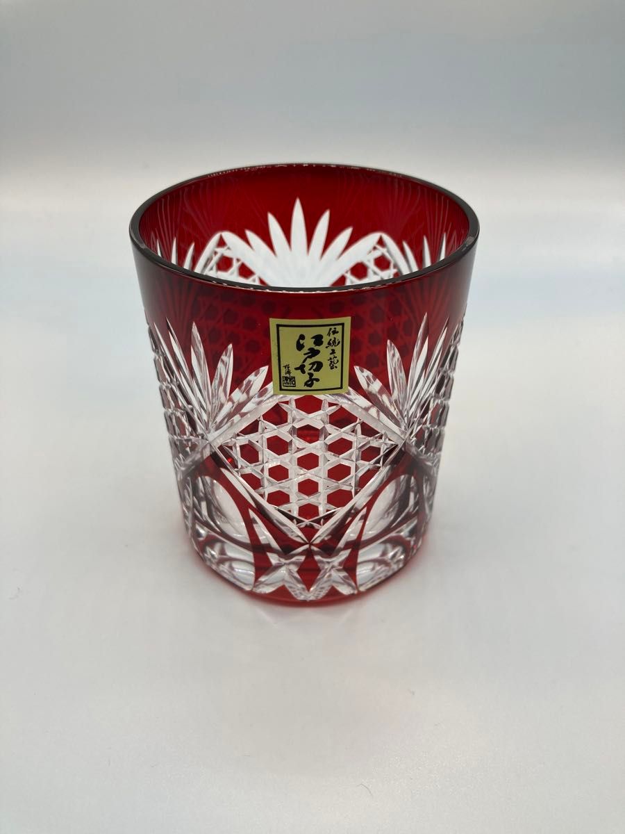 [未使用][箱付き] 田島硝子　江戸切子　六角籠目　伝統工芸 ロックグラス
