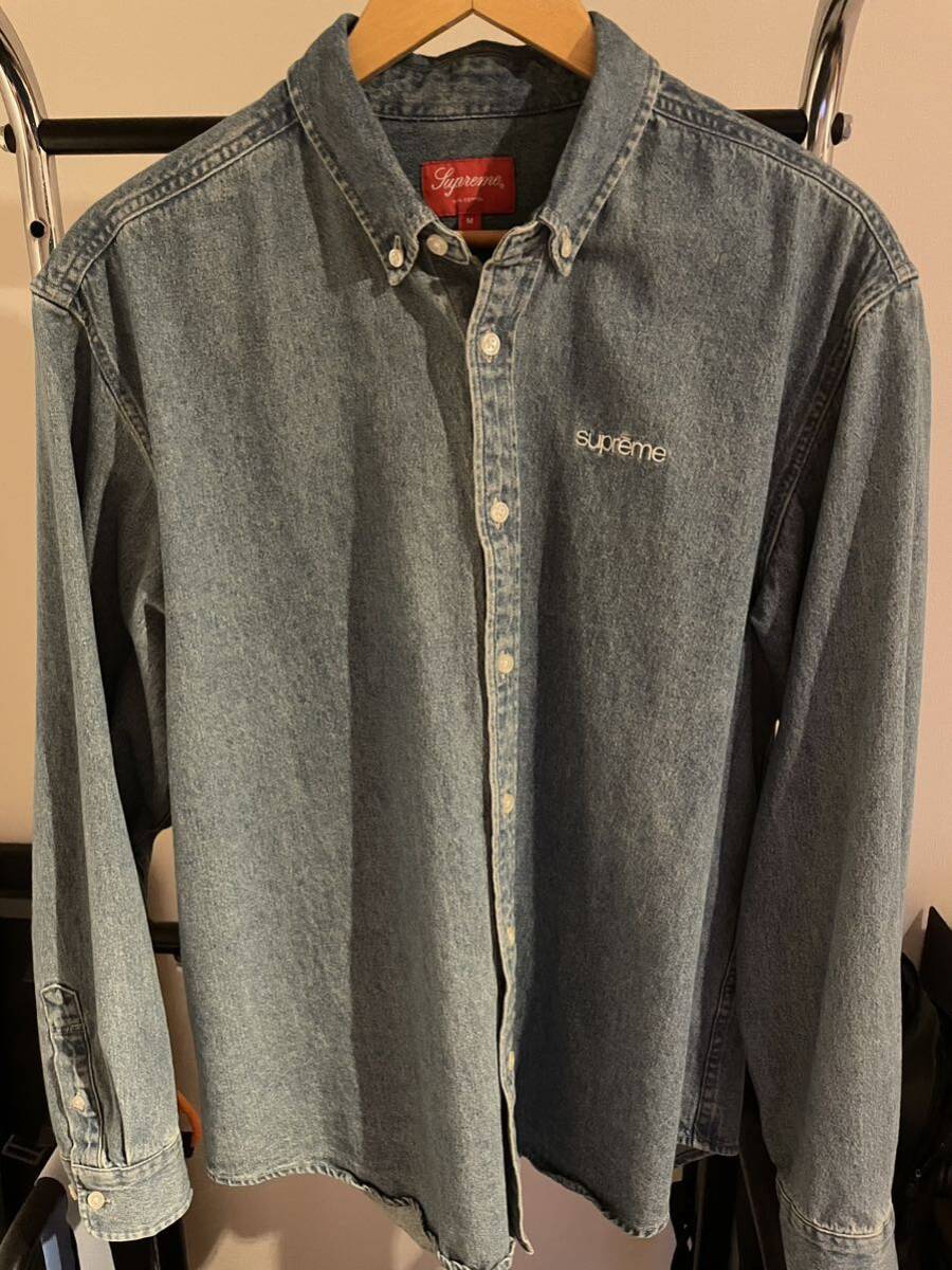 Supreme Classic Logo Denim Shirt Light Blue M シュプリーム クラシック ロゴ デニム シャツ ライト ブルーの画像2