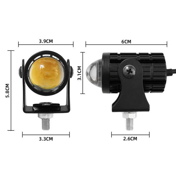 バイク用 ヘッドライト LEDプロジェクター レンズ ２色切替え ホワイト/イエロー 補助照明 プロジェクターランプ フォグ スイッチ付 CBD08の画像6
