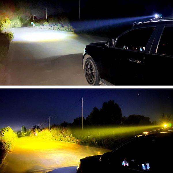 バイク用 ヘッドライト LEDプロジェクター レンズ ２色切替え ホワイト/イエロー 補助照明 プロジェクターランプ フォグ スイッチ付 CBD08の画像3