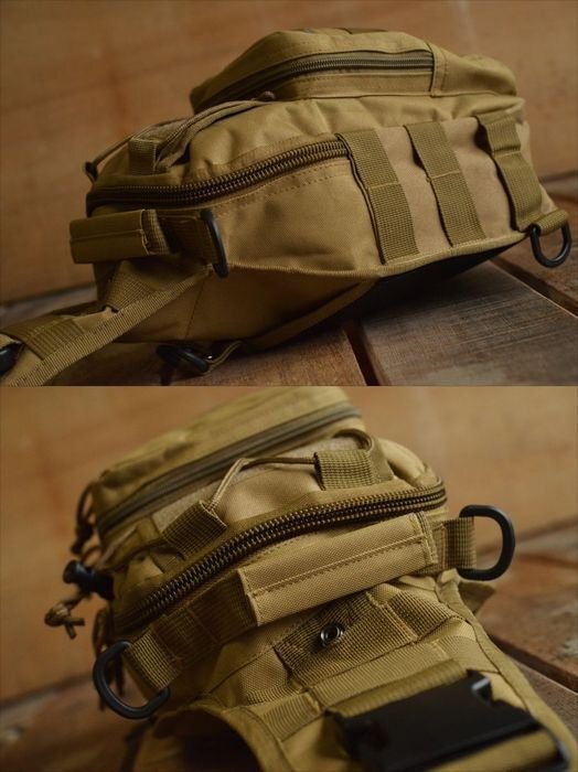  body bag bag one shoulder men's Military military body bag 7998661 khaki new goods 1 jpy start 