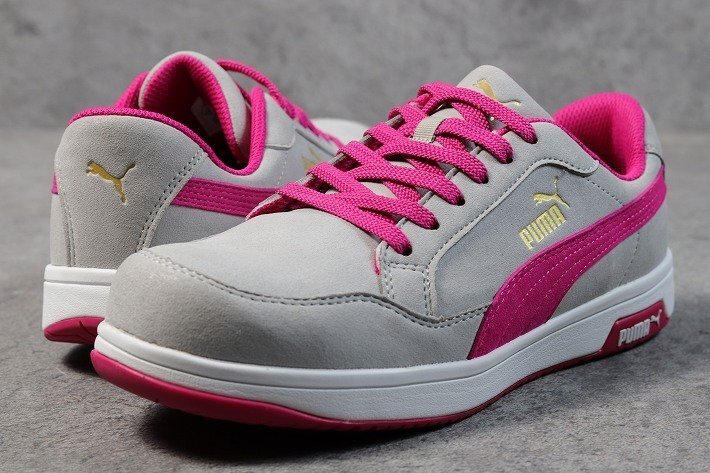 PUMA プーマ 安全靴 メンズ エアツイスト スニーカー セーフティーシューズ 靴 ブランド 64.221.0 グレー＆ピンク ロー 28.0cm / 新品の画像2