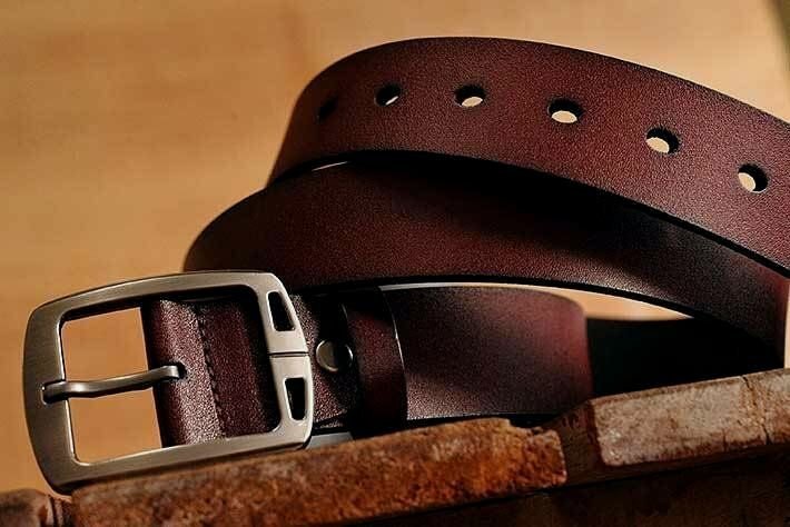 本革 レザー GENUINE LEATHER ベルト メンズ レディース 4mm肉厚 サイズ調整可能 7994366 ダークブラウン 134cm 新品 1円 スタート_画像2