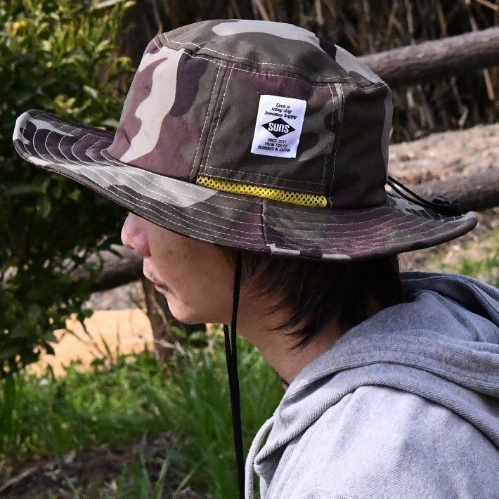 撥水 UV アドベンチャーハット サファリ ハット 帽子 メンズ レディース 釣り キャンプ H-051 新品 普通サイズ CAMO 新品 1円 スタートの画像2