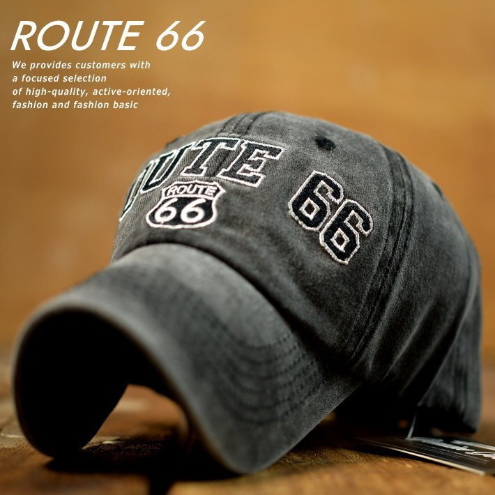 ROUTE66 Vintage ローキャップ キャップ メンズ レディース こなれ感 刺繍 7990351 9009978 R-3 チャコール 新品 1円 スタート_画像1