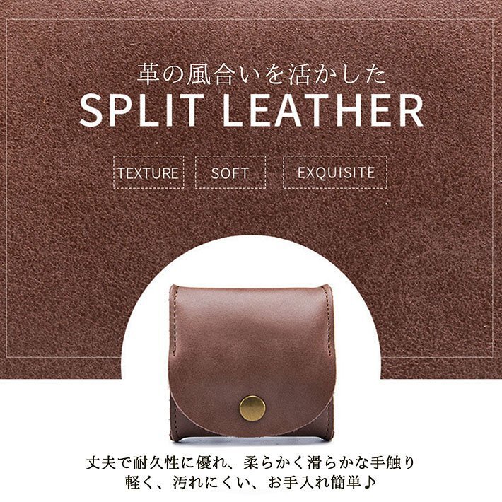  Mini purse short purse change purse . coin case leather original leather 7987556 pouch earphone case men's lady's dark brown new goods 1 jpy start 